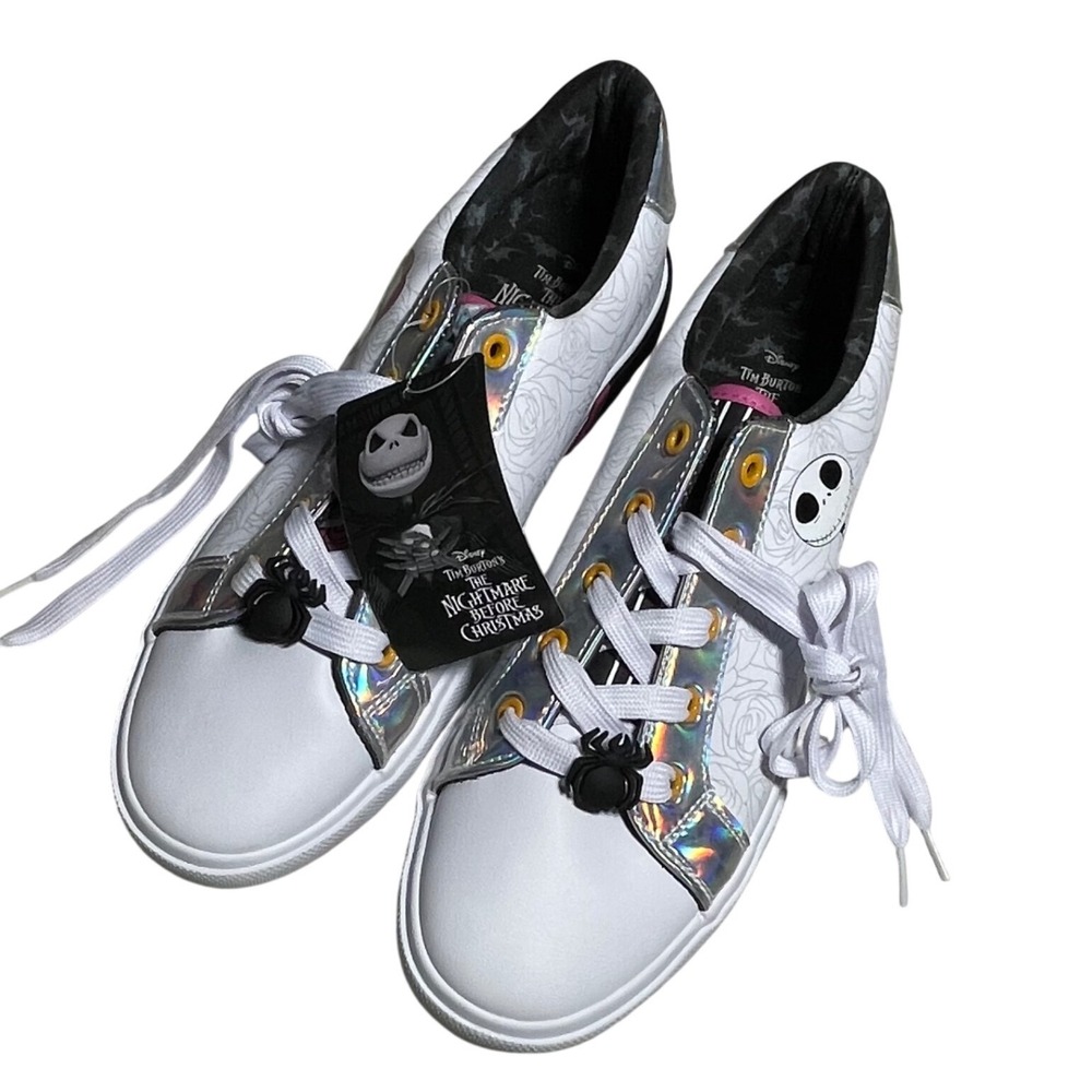 Disney The Nightmare Before Christmas White & Holographic Sneakers, Womens 9.5